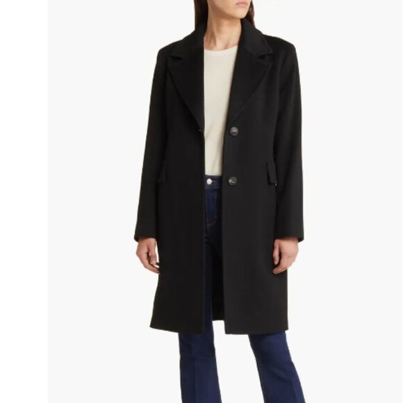 Fleurette Reed Italian Loro Piana Wool Coat Black Women Sz 12 Jacket NEW $1,098